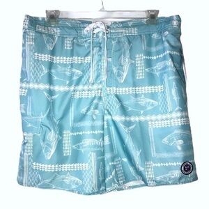Newport Blue Aqua Fish Swim Trunks / Board - Size XXL - NWT